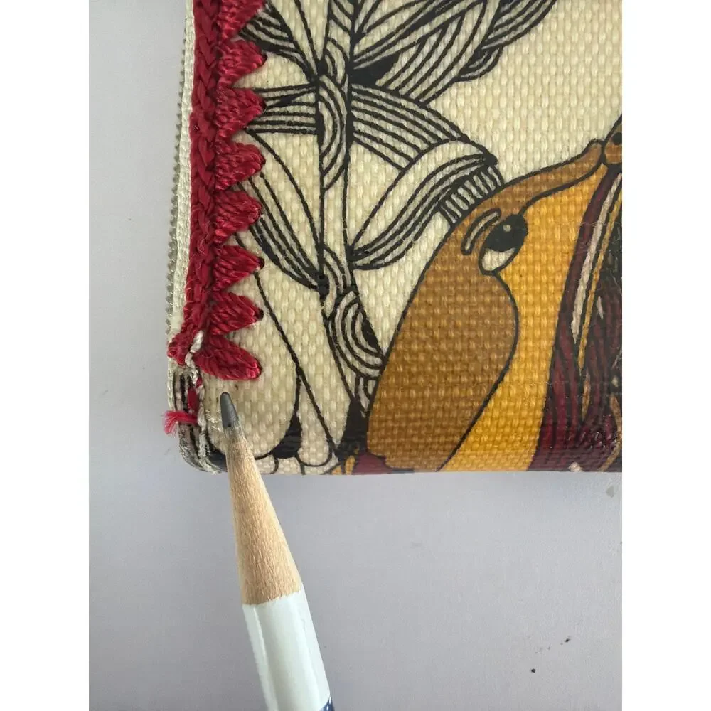 The Sak Sakroots Peace Coated Canvas Zip Around Wallet Floral Boho Embroidered